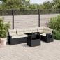 Preview: ARDEBO.de - 7-tlg. Garten-Sofagarnitur mit Kissen Schwarz Poly Rattan