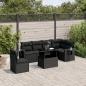 Preview: ARDEBO.de - 7-tlg. Garten-Sofagarnitur mit Kissen Schwarz Poly Rattan