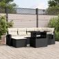 Preview: ARDEBO.de - 7-tlg. Garten-Sofagarnitur mit Kissen Schwarz Poly Rattan