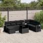 Preview: ARDEBO.de - 8-tlg. Garten-Sofagarnitur mit Kissen Schwarz Poly Rattan