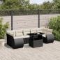 Preview: ARDEBO.de - 8-tlg. Garten-Sofagarnitur mit Kissen Schwarz Poly Rattan