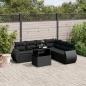 Preview: ARDEBO.de - 7-tlg. Garten-Sofagarnitur mit Kissen Schwarz Poly Rattan