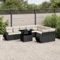 Preview: ARDEBO.de - 10-tlg. Garten-Sofagarnitur mit Kissen Schwarz Poly Rattan