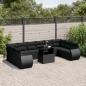 Preview: ARDEBO.de - 11-tlg. Garten-Sofagarnitur mit Kissen Schwarz Poly Rattan