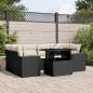 Preview: ARDEBO.de - 7-tlg. Garten-Sofagarnitur mit Kissen Schwarz Poly Rattan