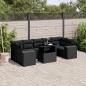 Preview: ARDEBO.de - 8-tlg. Garten-Sofagarnitur mit Kissen Schwarz Poly Rattan