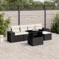 Preview: ARDEBO.de - 6-tlg. Garten-Sofagarnitur mit Kissen Schwarz Poly Rattan