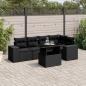 Preview: ARDEBO.de - 6-tlg. Garten-Sofagarnitur mit Kissen Schwarz Poly Rattan