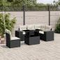 Preview: ARDEBO.de - 6-tlg. Garten-Sofagarnitur mit Kissen Schwarz Poly Rattan