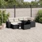 Preview: ARDEBO.de - 7-tlg. Garten-Sofagarnitur mit Kissen Schwarz Poly Rattan