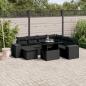 Preview: ARDEBO.de - 8-tlg. Garten-Sofagarnitur mit Kissen Schwarz Poly Rattan