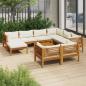 Preview: ARDEBO.de - 10-tlg. Garten-Lounge-Set mit Creme Kissen Massivholz Akazie