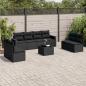 Preview: ARDEBO.de - 9-tlg. Garten-Sofagarnitur mit Kissen Schwarz Poly Rattan