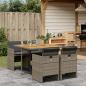 Preview: ARDEBO.de - 5-tlg. Garten-Essgruppe mit Kissen Grau Poly Rattan