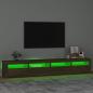 Preview: TV-Schrank mit LED-Leuchten Braun Eichen-Optik 240x35x40 cm