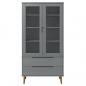 Preview: Vitrinenschrank MOLDE Grau 90x35x175 cm Massivholz Kiefer