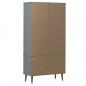 Preview: Vitrinenschrank MOLDE Grau 90x35x175 cm Massivholz Kiefer