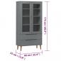 Preview: Vitrinenschrank MOLDE Grau 90x35x175 cm Massivholz Kiefer