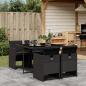 Preview: ARDEBO.de - 5-tlg. Garten-Essgruppe mit Kissen Schwarz Poly Rattan