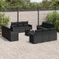 Preview: ARDEBO.de - 13-tlg. Garten-Sofagarnitur mit Kissen Schwarz Poly Rattan