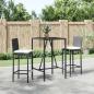 Preview: ARDEBO.de - 3-tlg. Gartenbar-Set mit Kissen Schwarz Poly Rattan