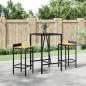 Preview: ARDEBO.de - 3-tlg. Gartenbar-Set Schwarz Poly Rattan & Massivholz Akazie