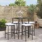 Preview: ARDEBO.de - 5-tlg. Gartenbar-Set mit Kissen Schwarz Poly Rattan