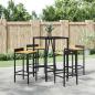 Preview: ARDEBO.de - 5-tlg. Gartenbar-Set Schwarz Poly Rattan & Massivholz Akazie