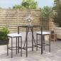 Preview: ARDEBO.de - 3-tlg. Gartenbar-Set mit Kissen Schwarz Poly Rattan