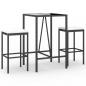 Preview: 3-tlg. Gartenbar-Set mit Kissen Schwarz Poly Rattan