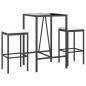 Preview: 3-tlg. Gartenbar-Set mit Kissen Schwarz Poly Rattan