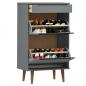 Preview: Schuhschrank MOLDE Grau 59,5x35x103 cm Massivholz Kiefer