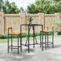 Preview: ARDEBO.de - 3-tlg. Gartenbar-Set Schwarz Poly Rattan & Massivholz Akazie