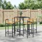 Preview: ARDEBO.de - 5-tlg. Gartenbar-Set Schwarz Poly Rattan & Massivholz Akazie