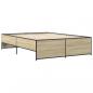 Preview: Bettgestell Sonoma-Eiche 135x190 cm Holzwerkstoff und Metall