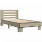 Preview: Bettgestell Sonoma-Eiche 75x190 cm Holzwerkstoff und Metall