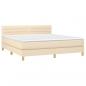 Preview: Boxspringbett mit Matratze & LED Creme 160x200 cm Stoff