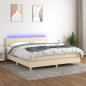 Preview: ARDEBO.de - Boxspringbett mit Matratze & LED Creme 160x200 cm Stoff