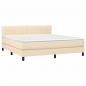 Preview: Boxspringbett mit Matratze & LED Creme 160x200 cm Stoff