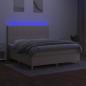 Preview: Boxspringbett mit Matratze & LED Creme 160x200 cm Stoff