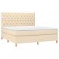 Preview: Boxspringbett mit Matratze & LED Creme 160x200 cm Stoff