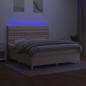 Preview: Boxspringbett mit Matratze & LED Creme 160x200 cm Stoff