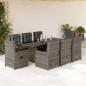 Preview: ARDEBO.de - 9-tlg. Garten-Essgruppe mit Kissen Grau Poly Rattan