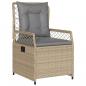 Preview: 7-tlg. Garten-Essgruppe mit Kissen Beige Poly Rattan