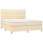 Preview: Boxspringbett mit Matratze & LED Creme 160x200 cm Stoff