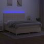 Preview: Boxspringbett mit Matratze & LED Creme 160x200 cm Stoff