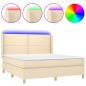 Preview: Boxspringbett mit Matratze & LED Creme 160x200 cm Stoff