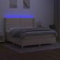 Preview: Boxspringbett mit Matratze & LED Creme 160x200 cm Stoff