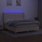 Preview: Boxspringbett mit Matratze & LED Creme 160x200 cm Stoff