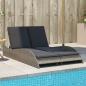 Preview: ARDEBO.de - Sonnenliege mit Auflagen Grau 114x205x73 cm Poly Rattan